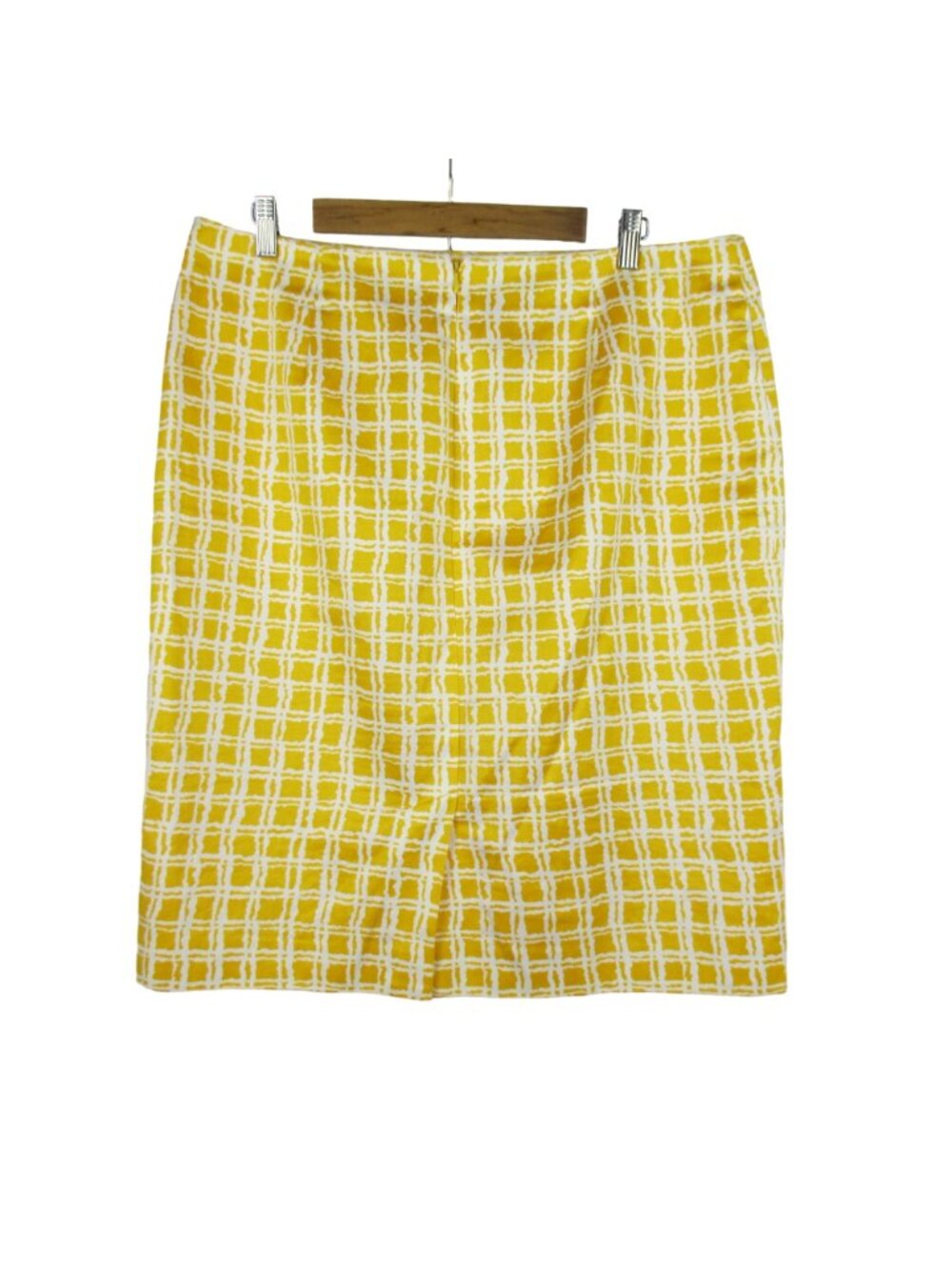 Talbots Pencil Skirt Golden Yellow Windowpane Women's Size 14 $79 - Picture 4 of 8